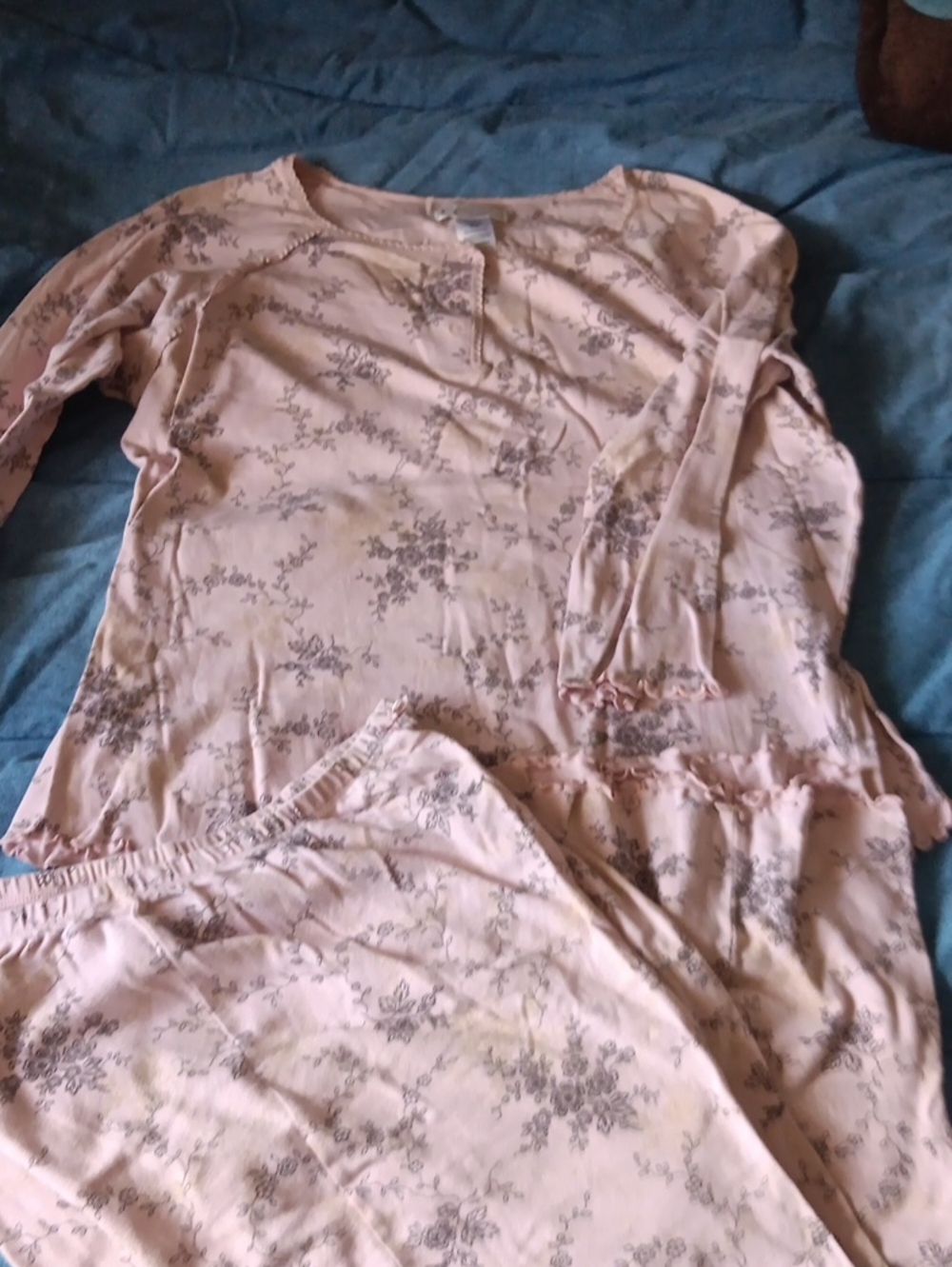 LG Blush Pink Floral Henley Top